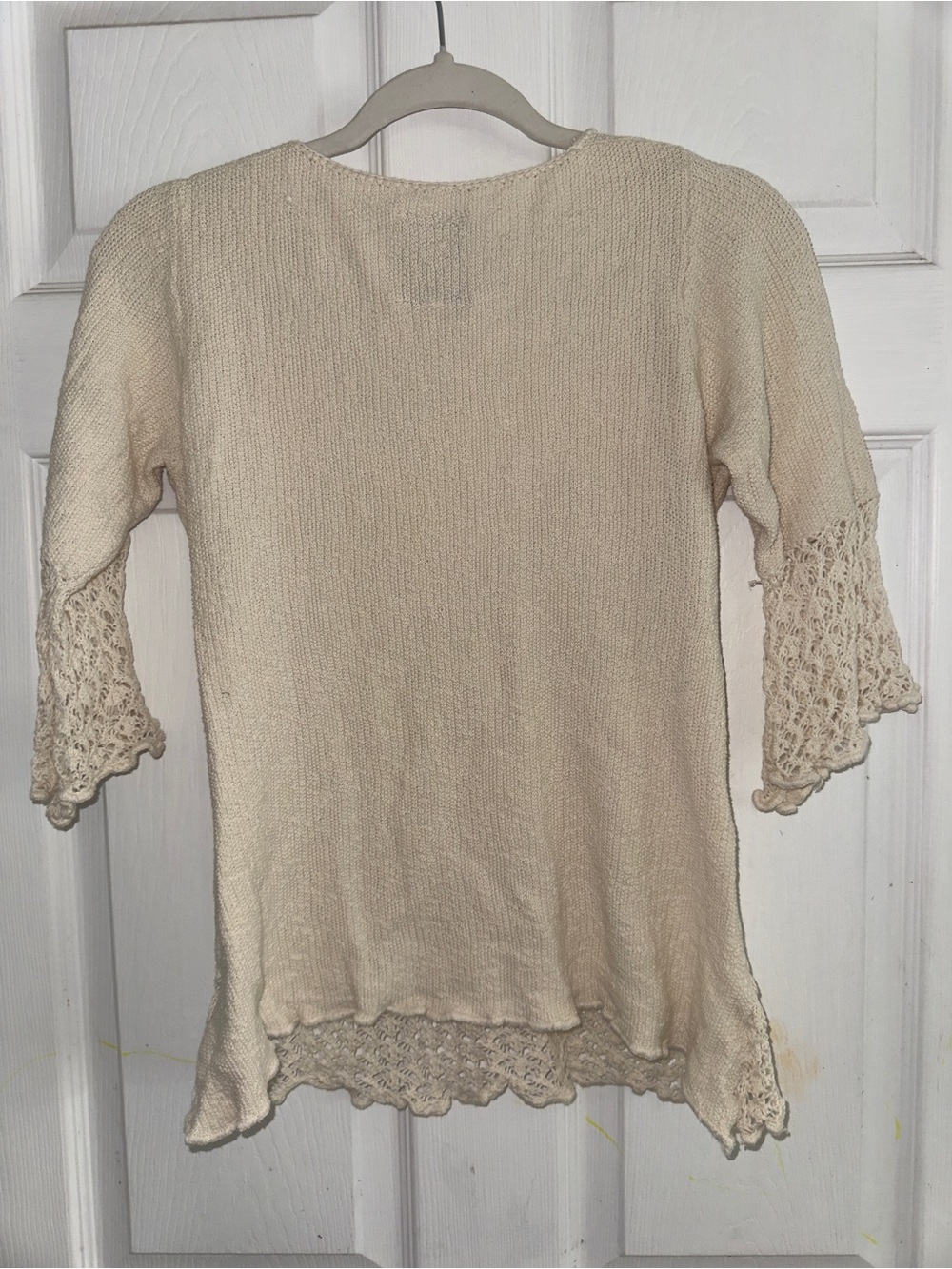 UNIF Cream Crochet-Detail Knit Top - Picture 3 of 3